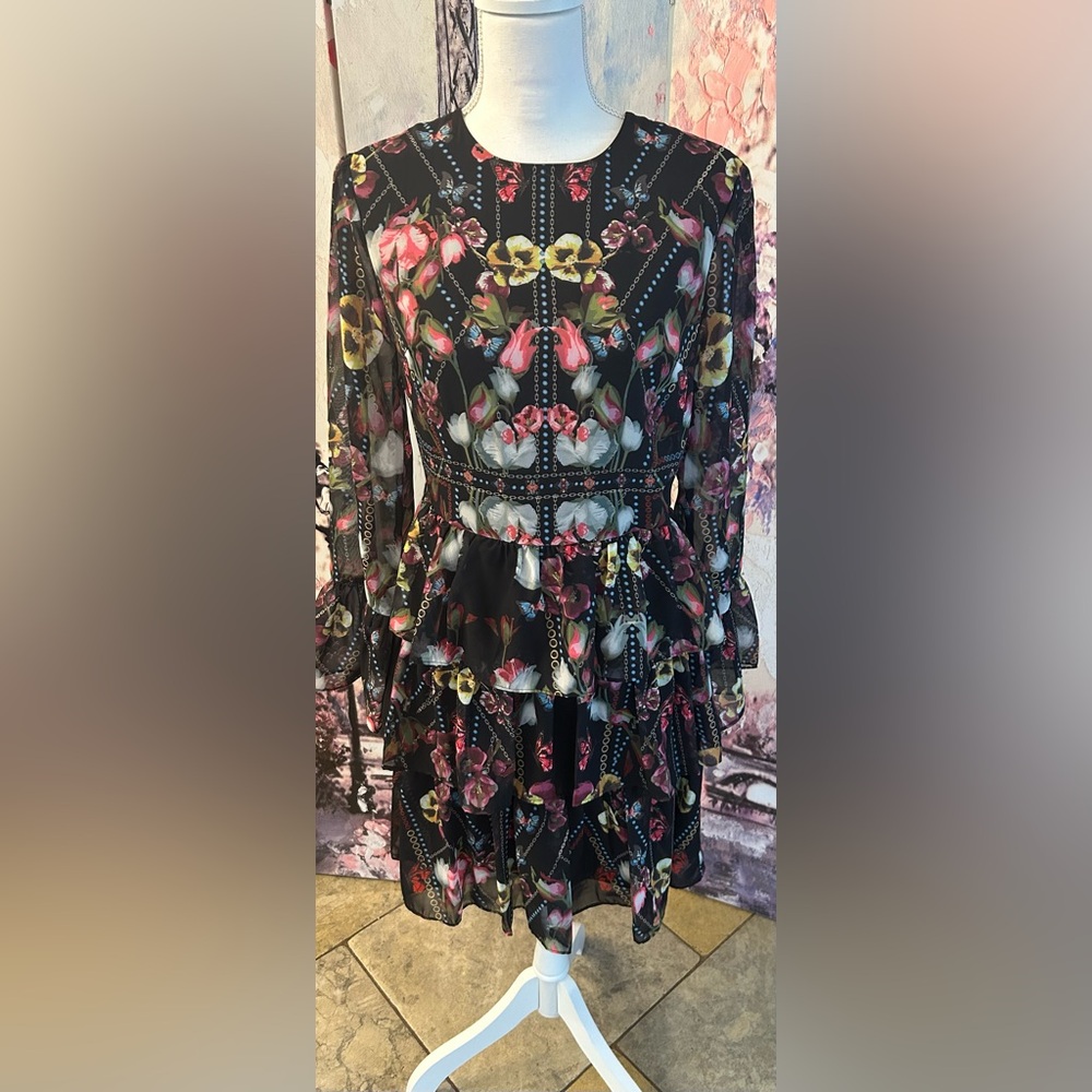 Venus - Floral Ruffle High Neck Dress. Size 6. Brand New, Never Worn